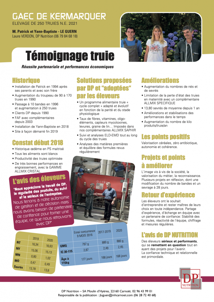 Témoignage truie –  GAEC DE KERMARQUER